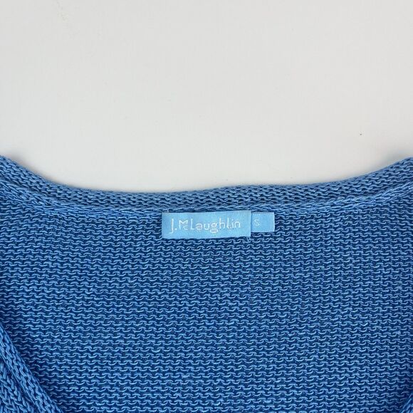 J McLaughlin Sweater Tunic S Open Knit Aqua Preppy Vacation Coastal Boathouse - Picture 4 of 10